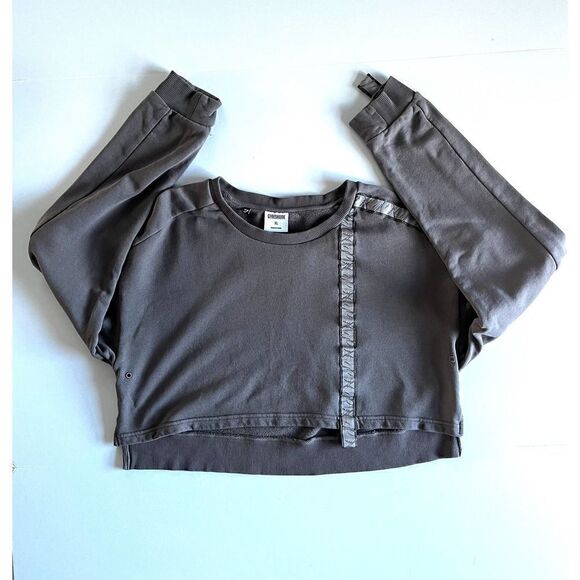 Gymshark 24/7 French Terry Cropped Sweatshirt Gem Grey Lavender Size XL - Picture 4 of 13